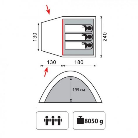 Трёхместная кемпинговая палатка Tramp Bell 3 V2 (песочный)