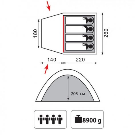 Четырёхместная кемпинговая палатка Tramp Bell 4 V2 (песочный)